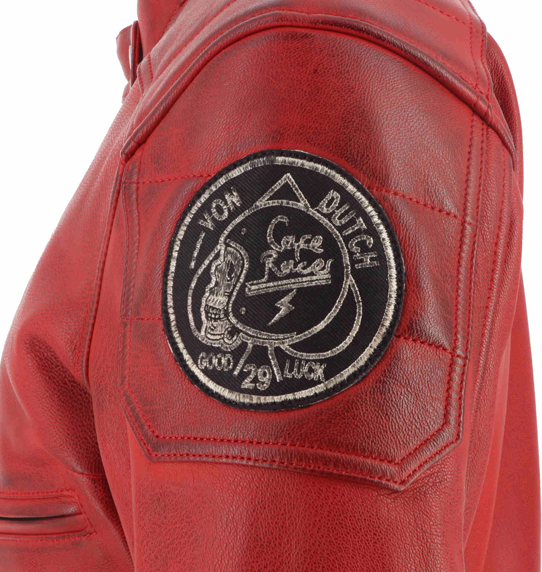 Von Dutch X Helstons Pretty Ladies Motorcycle Leather Jacket red M Figure 6