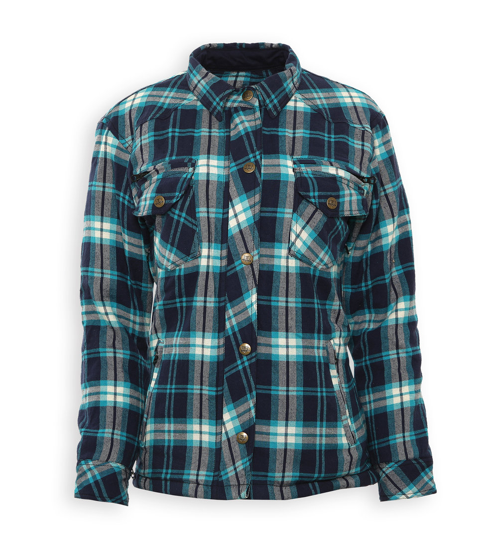 Bores Lumberjack Premium Cămașă de motocicletă pentru doamne Albastru/Alb XXS Figura 1