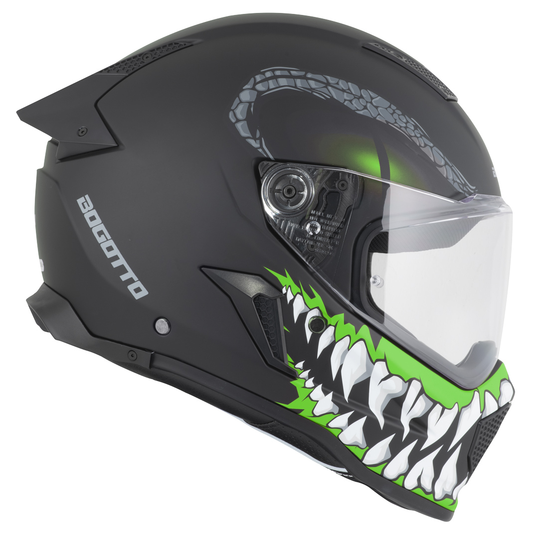 Bogotto Rapto Reptile Hjälm Svart/grön matt XL Figur 13