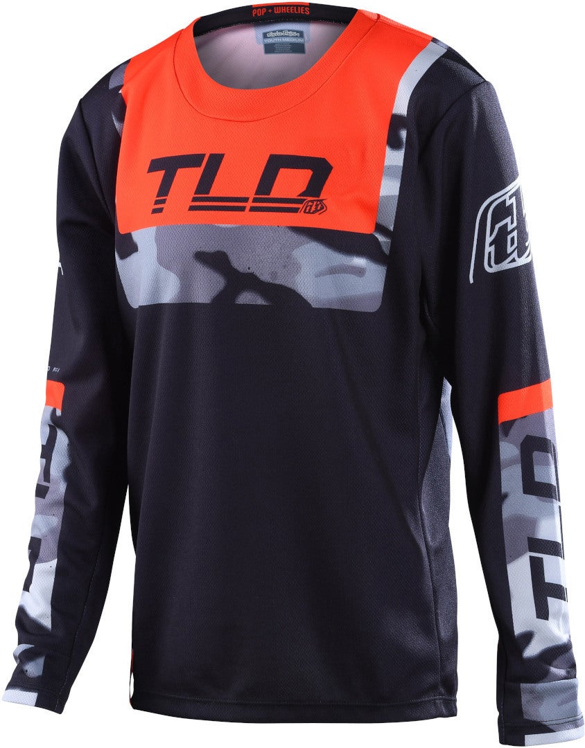 Troy Lee Designs GP Brazen Camo Motocrosstrøje til unge sort/orange S Figur 1