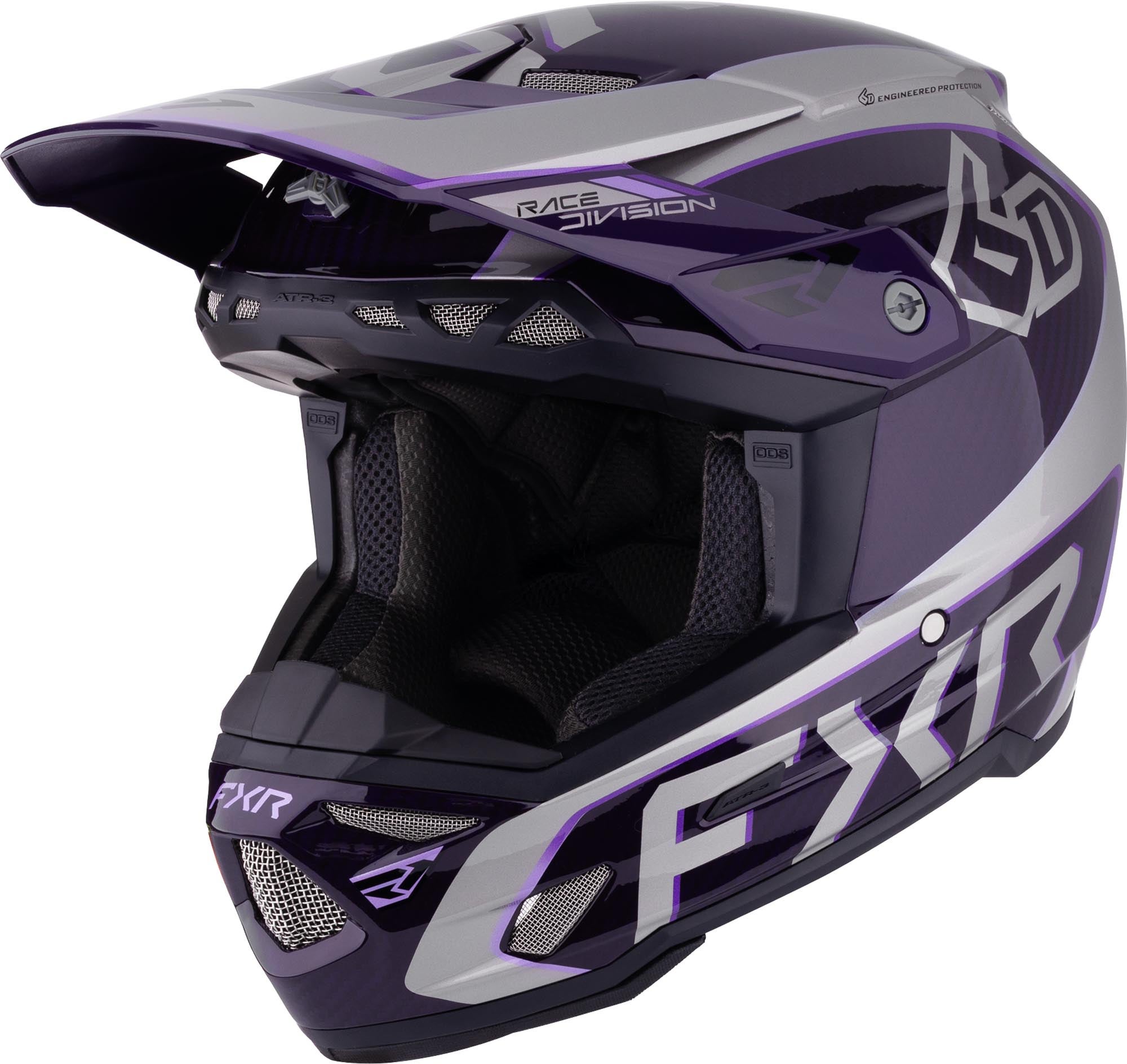 FXR 6D ATR-3 FIM Carbon Casco da motocross grigio/viola M Figura 1