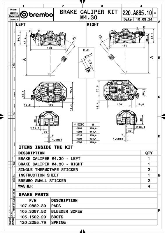 Brembo S.p.A. UPGRADE M50 Par främre radialbromsok 4 kolvar Ø30mm Figur 5