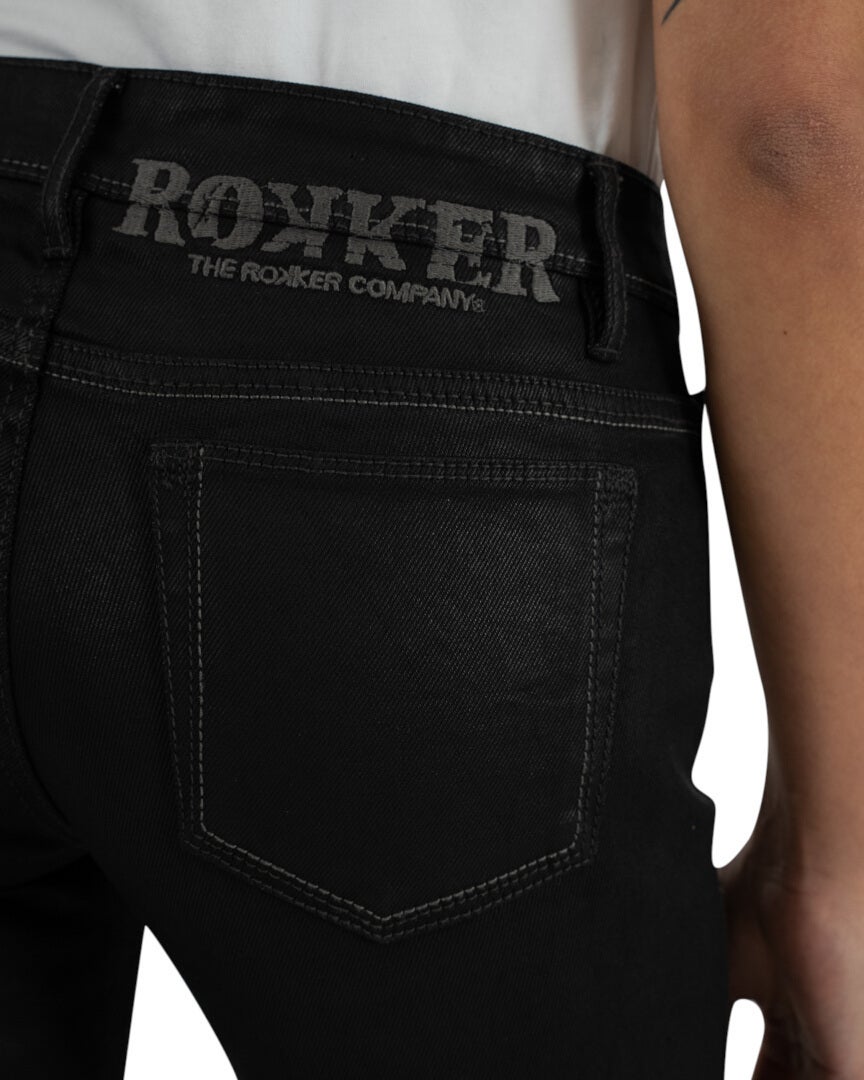 Rokker RT Mid Waist Slim Dame Motorcykel Jeans Sort 28/30 Figur 9