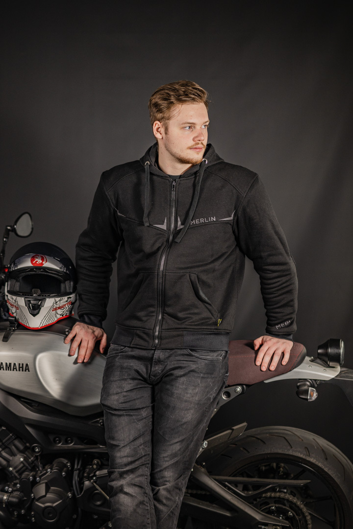 Merlin Easton Giacca con cappuccio con zip da moto nero 3XL Figura 6