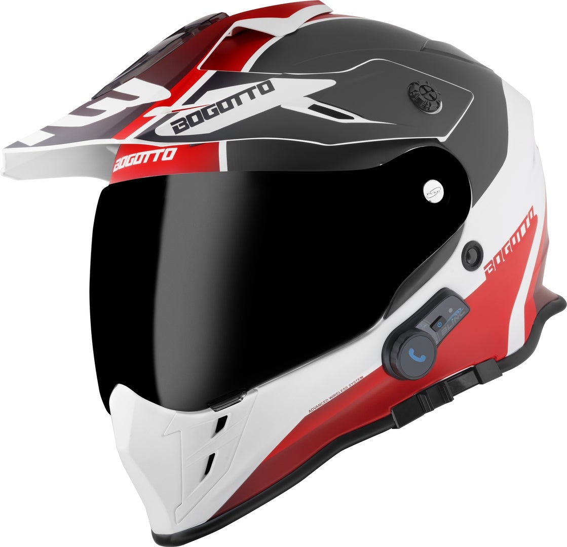 Bogotto H331 BT Tour EVO Bluetooth Enduro Helmet black matt/red/white XL Figure 1