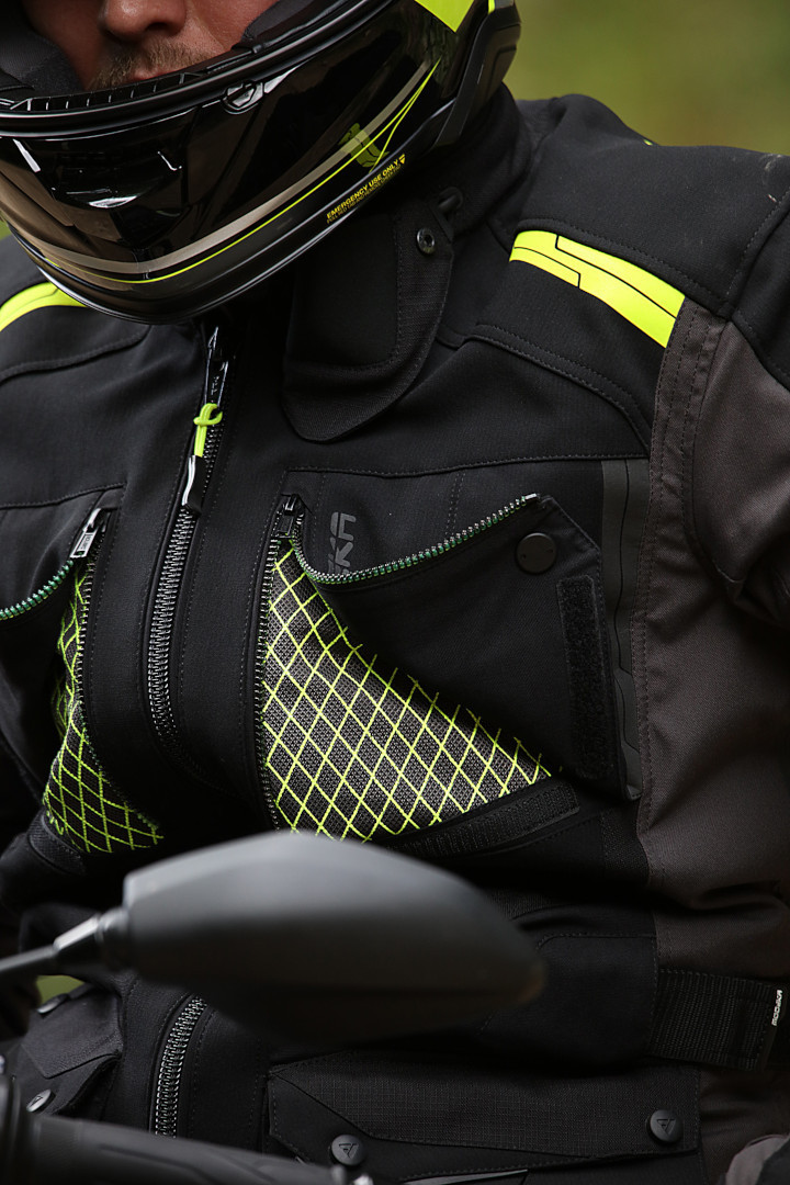 Modeka Talismen Veste textile de moto Gris foncé/noir/jaune néon XL Figure 5
