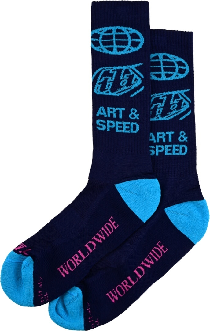 Troy Lee Designs Worldwide Perfomance Șosete Negru/Albastru S/M Figura 1