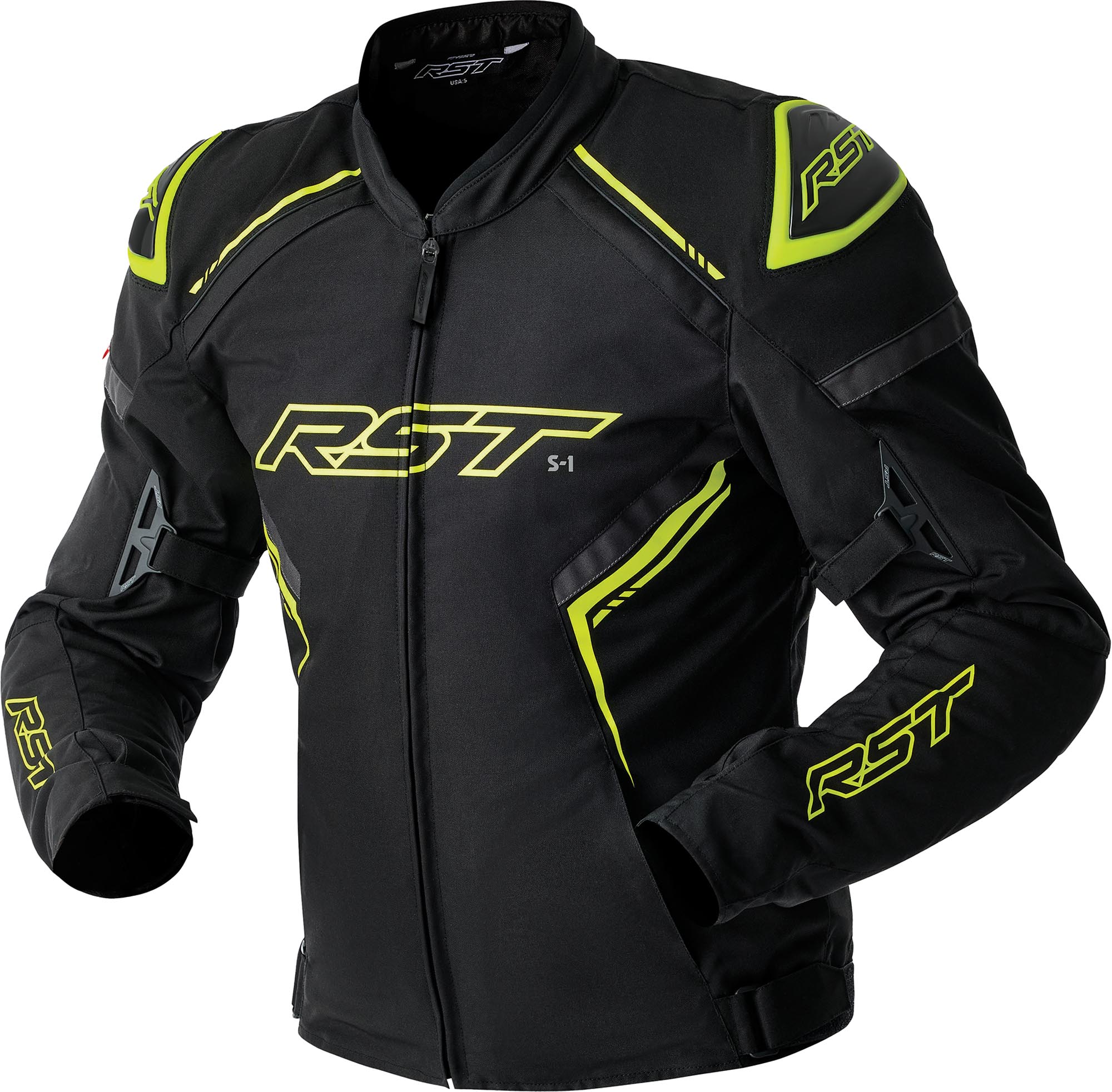 RST S1 D3O Veste textile moto imperméable noir/jaune néon 54 Figure 1