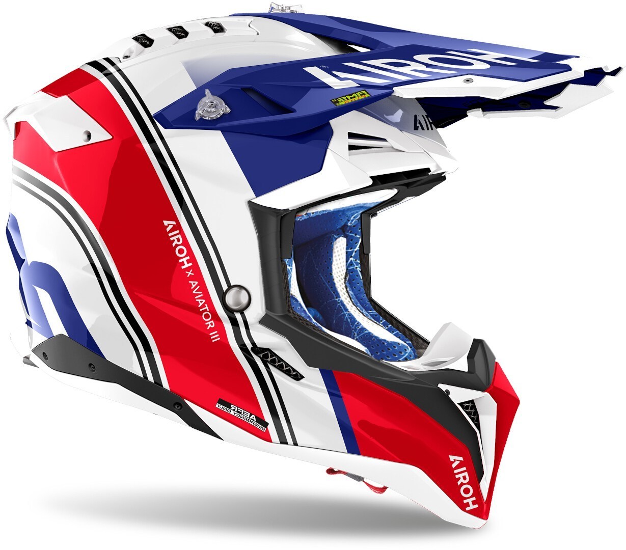 Airoh Aviator 3 Hima Motocross Helm weiß/blau/rot L (59/60) Abbildung 3