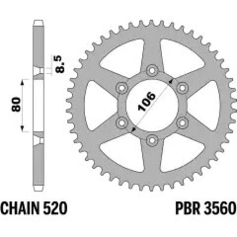 PBR Acciaio per pignoni posteriori Standard - 520 Figura 1