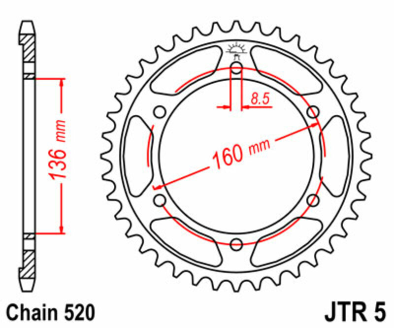 JT-DRIVHJUL Standard stålkrona 5 - 520 Figur 1