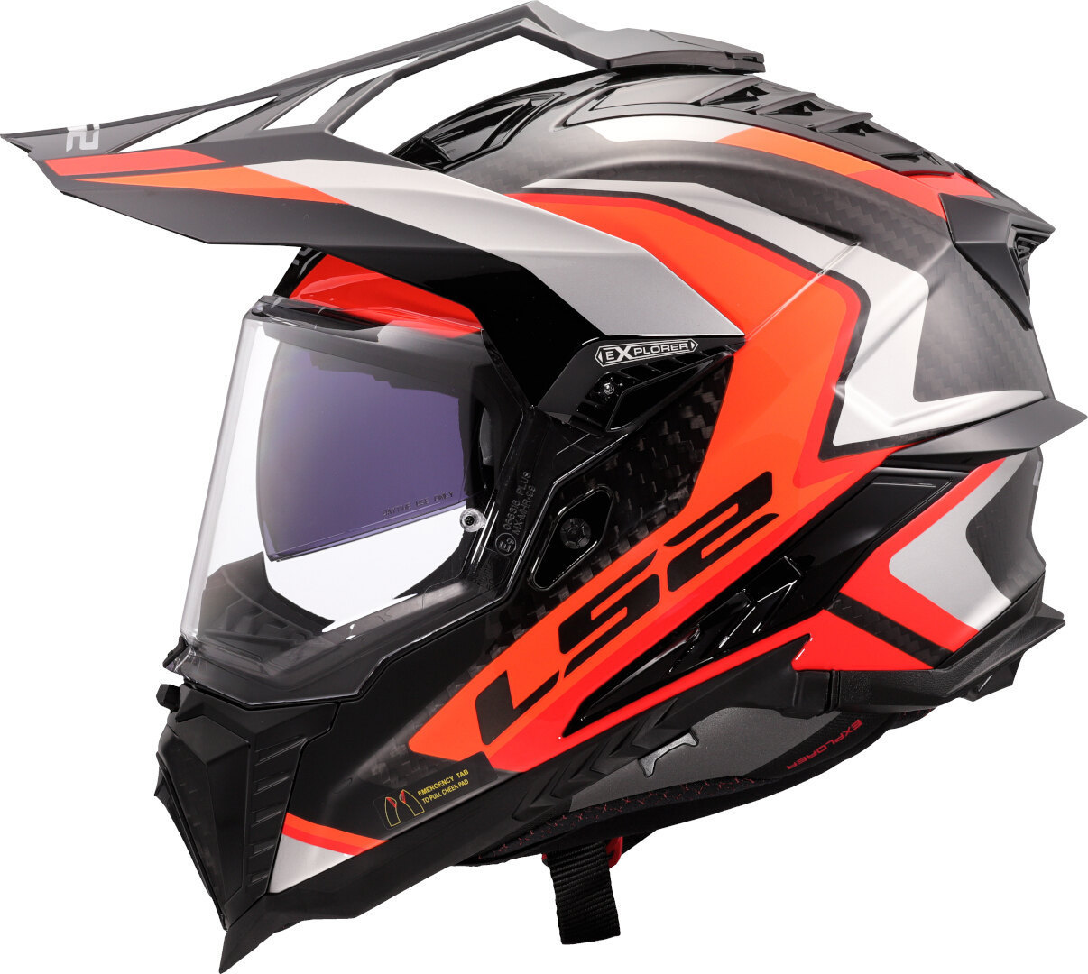 LS2 MX701 Explorer Carbon Frontier II Motocross Helm carbon/orange S (55/56) Abbildung 2