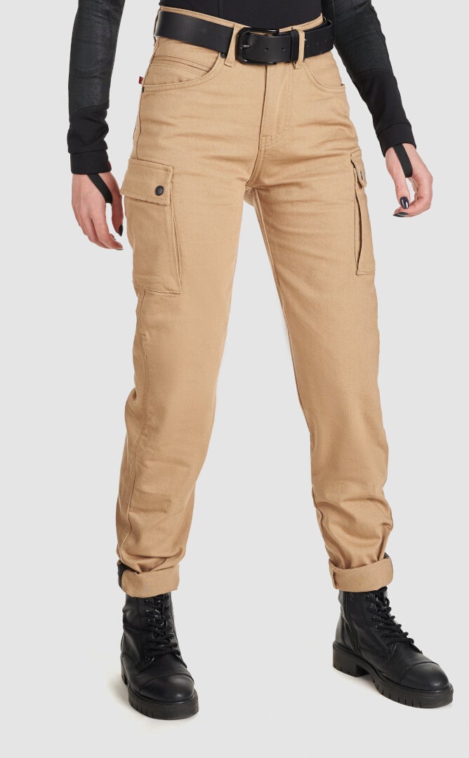 Pando Moto Mila Cargo Dames Motorfiets Jeans Beige 32/32 Figuur 5