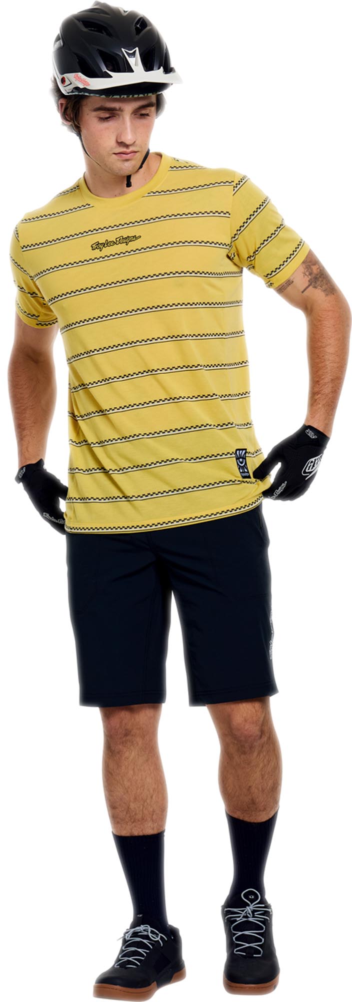 Side view of Troy Lee Designs Skyline Ride Checked Out Short Sleeve Bicycle Jersey
