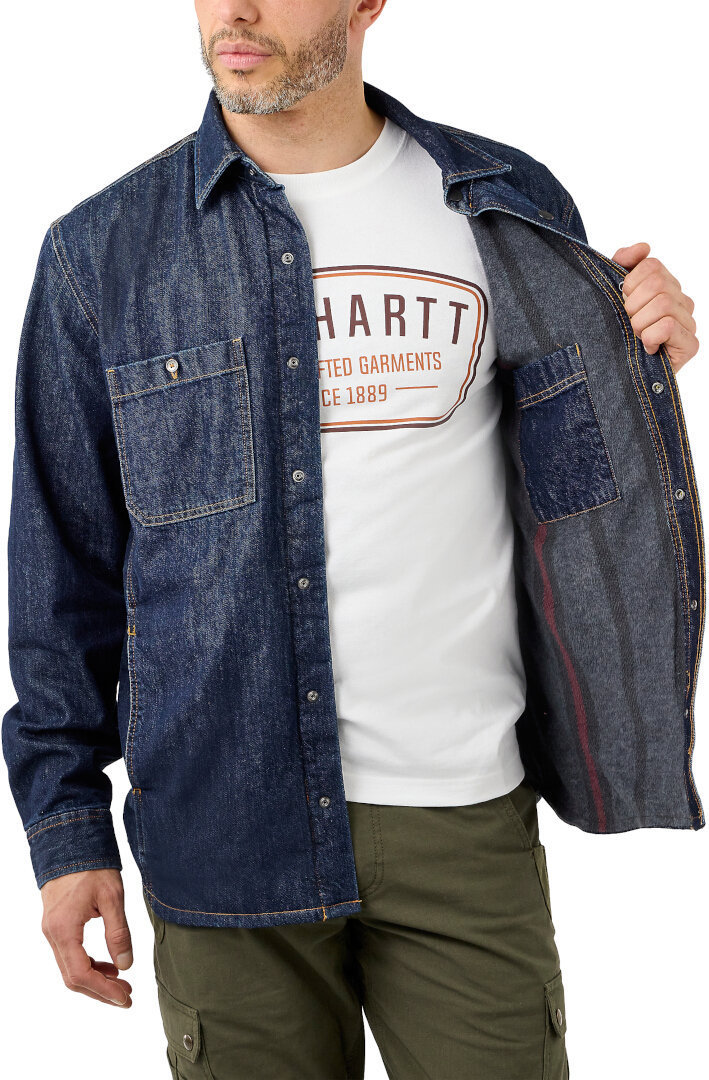 Carhartt Denim Fleece Lined Snap Front Camicia M Figura 3