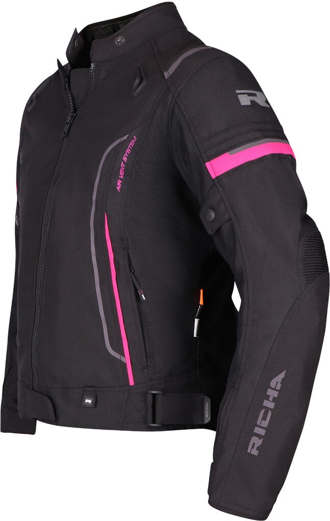 Richa Airstream 3 imperméable à l’eau dames moto textile veste noir/rose XXL Figure 2