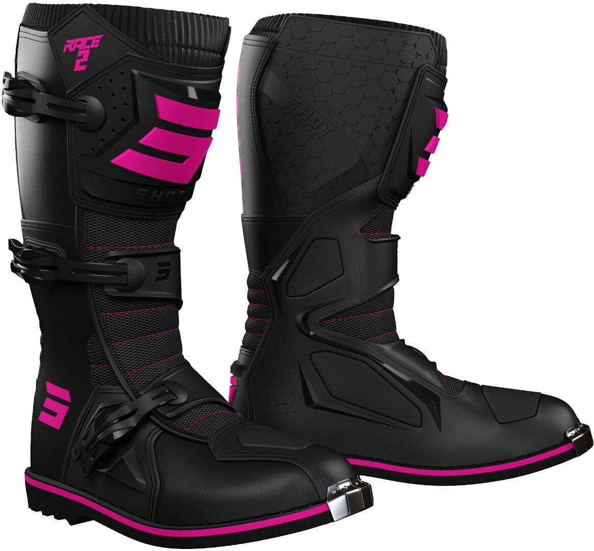 Shot Race 2 Børn Motocross Støvler sort/pink 35 Figur 1