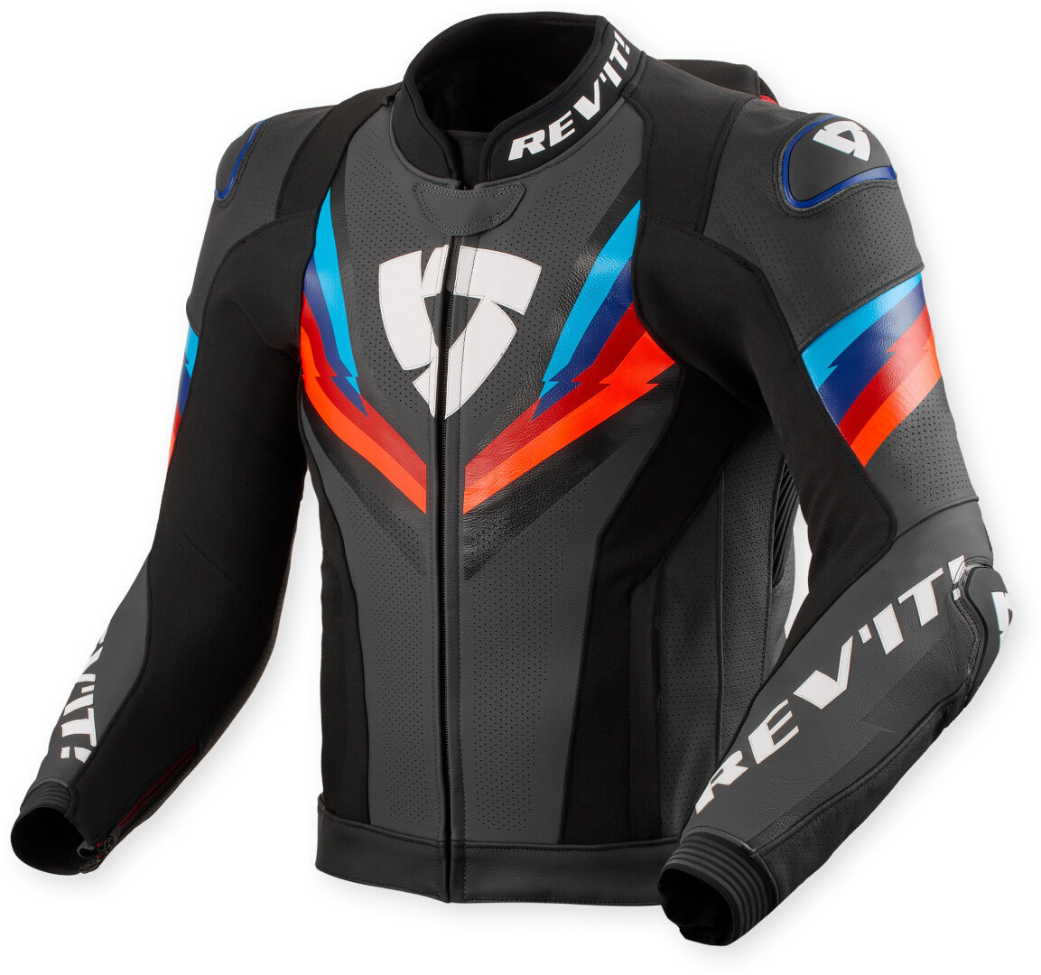 Revit Quantum 3 Pro perforated Motorcycle Leather Jacket black/red/blue 56 Figure 1