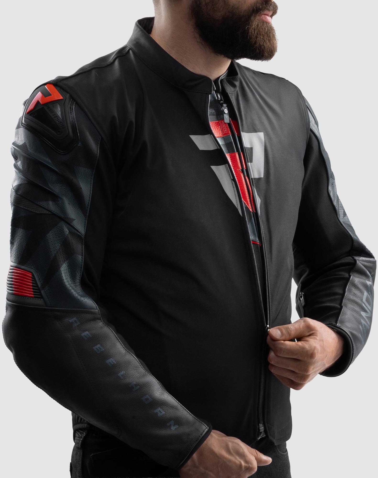 Rebelhorn Vandal 2 Motorrad Lederjacke schwarz/grau/rot 56 Abbildung 7