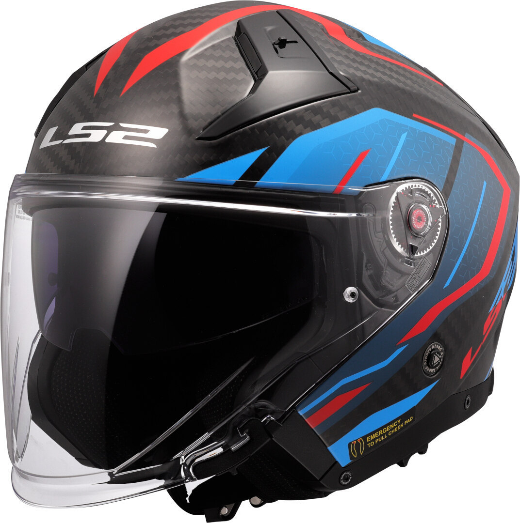 LS2 OF603 Infinity II Carbon Urus Jet Helmet carbon/blue/red L (59/60) Figure 1