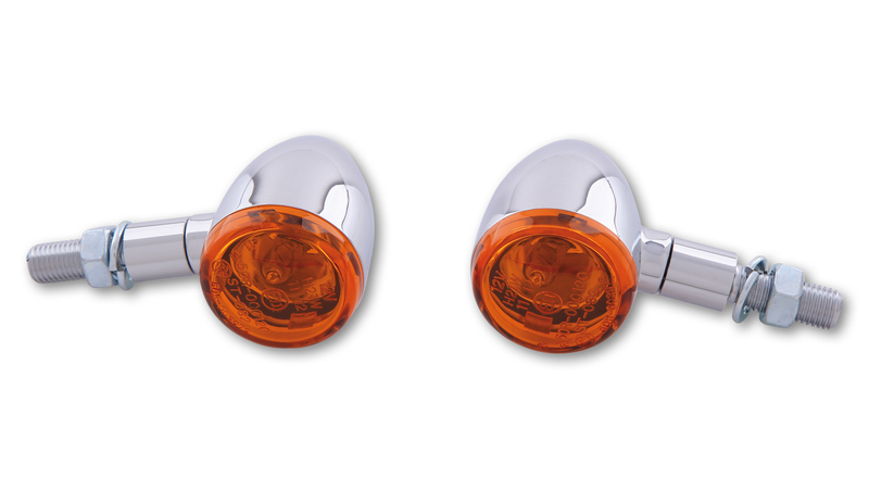 HIGHSIDER Smart Bullet Glödlampa Indikator Kropp Krom / Lens Orange (Par), Fram och Bak Figur 2