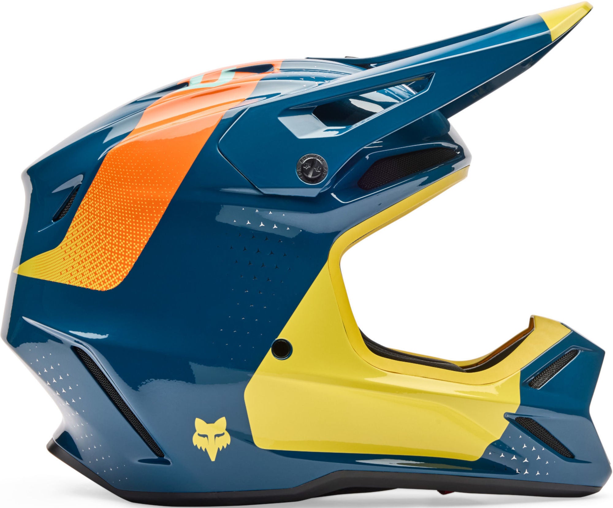 FOX V3 Tine Casco da motocross blu/giallo M (57/58) Figura 2