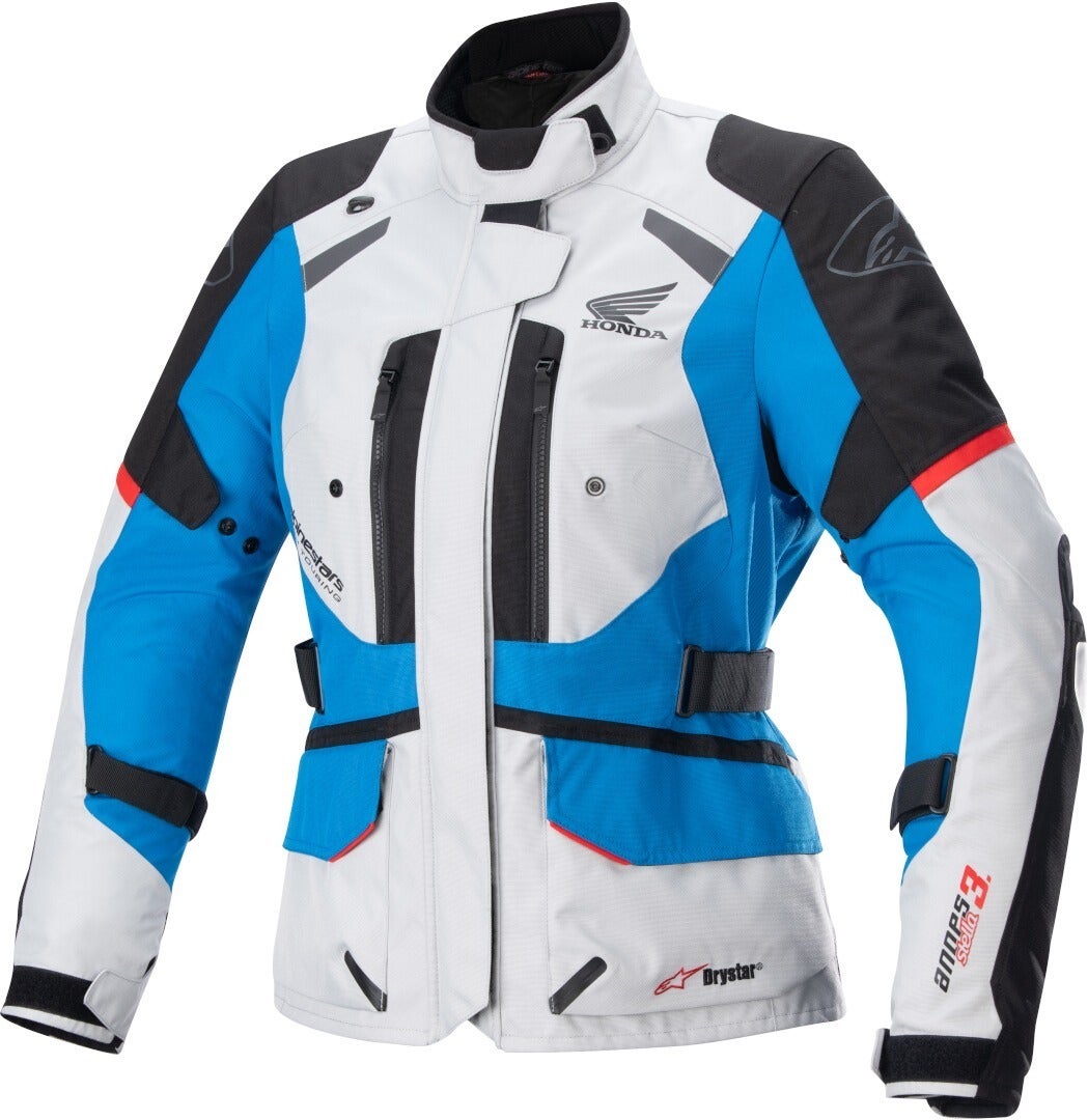 Alpinestars Honda Andes v3 Drystar imperméable dames moto textile veste Gris/Bleu/Rouge M Figure 1