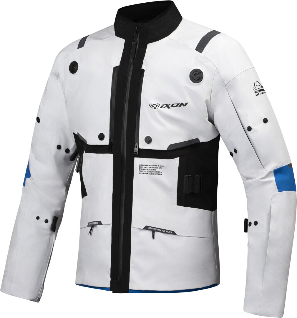 Ixon M-Skeid Motorcykel tekstiljakke lysegrå/blå 3XL Figur 1