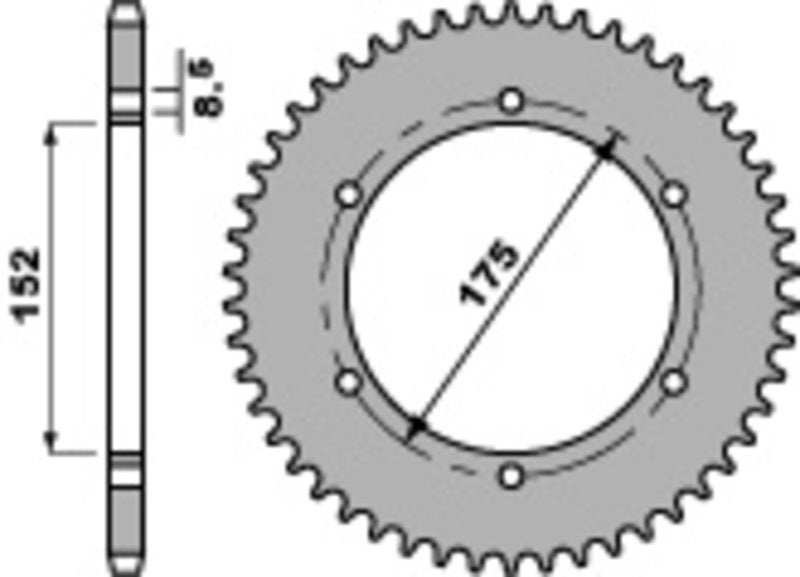 PBR Standard C45 Steel Rear Sprocket 844 - 428 Figure 1