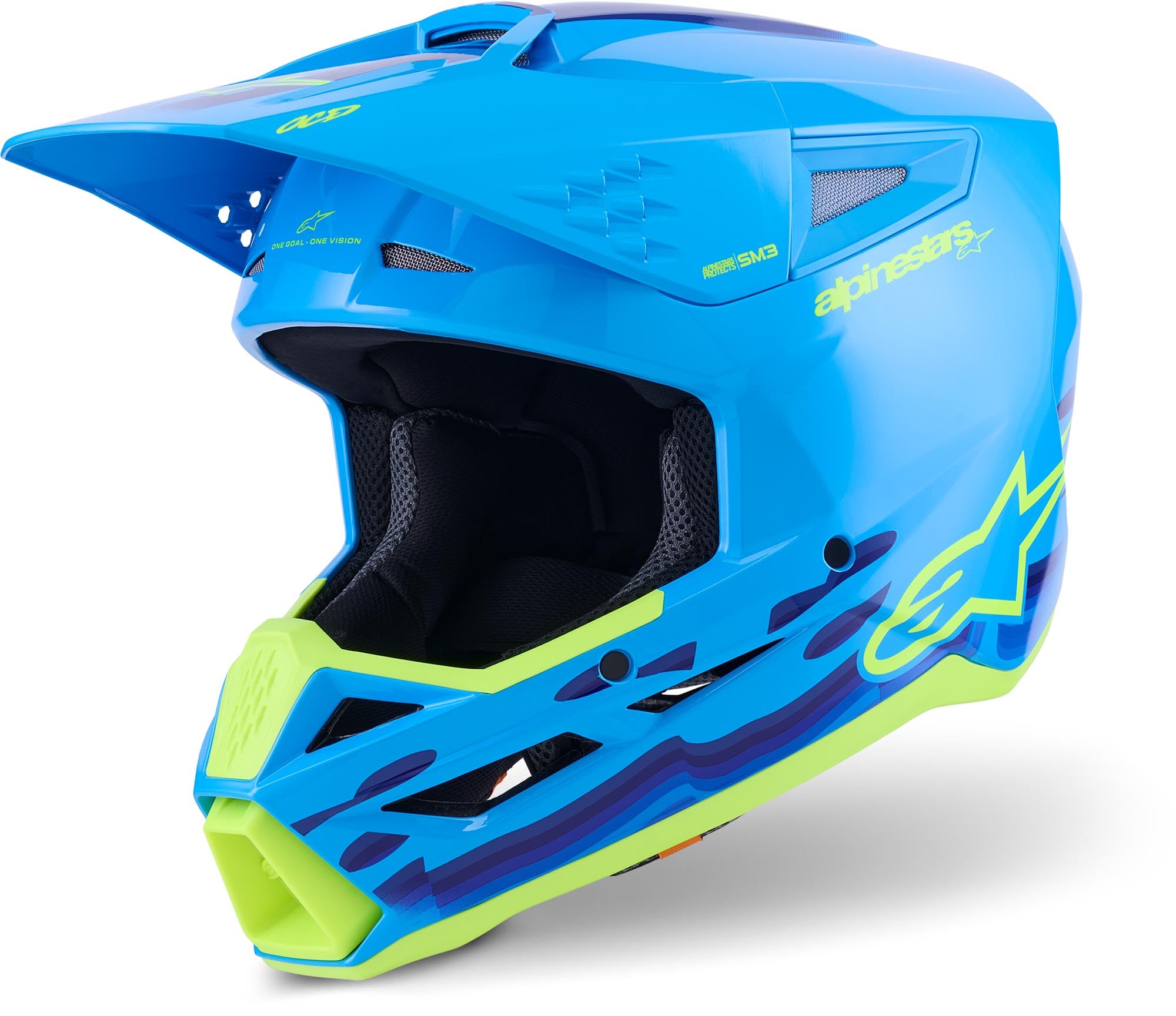Alpinestars S-M3 Force Casco de motocross Azul/Amarillo S (55/56) Figura 1