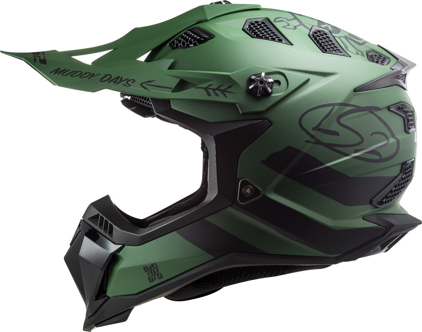 LS2 MX700 Subverter Evo Cargo Motocross hjälm Green Matt XXXL (65/66) Figur 3