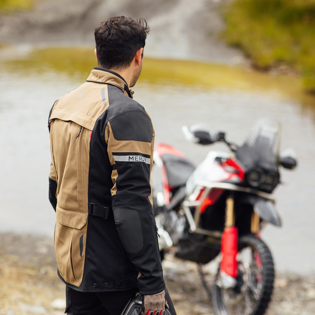 Merlin Akashi Pro D30 Laminated waterproof Motorcycle Textile Jacket light brown M Figure 4