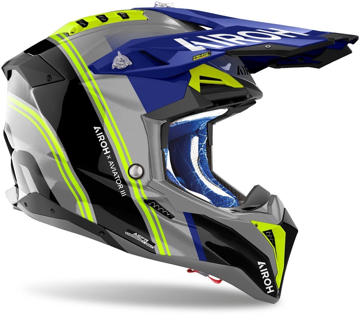 Airoh Aviator 3 Hima Casco da motocross blu/giallo XL (61/62) Figura 3