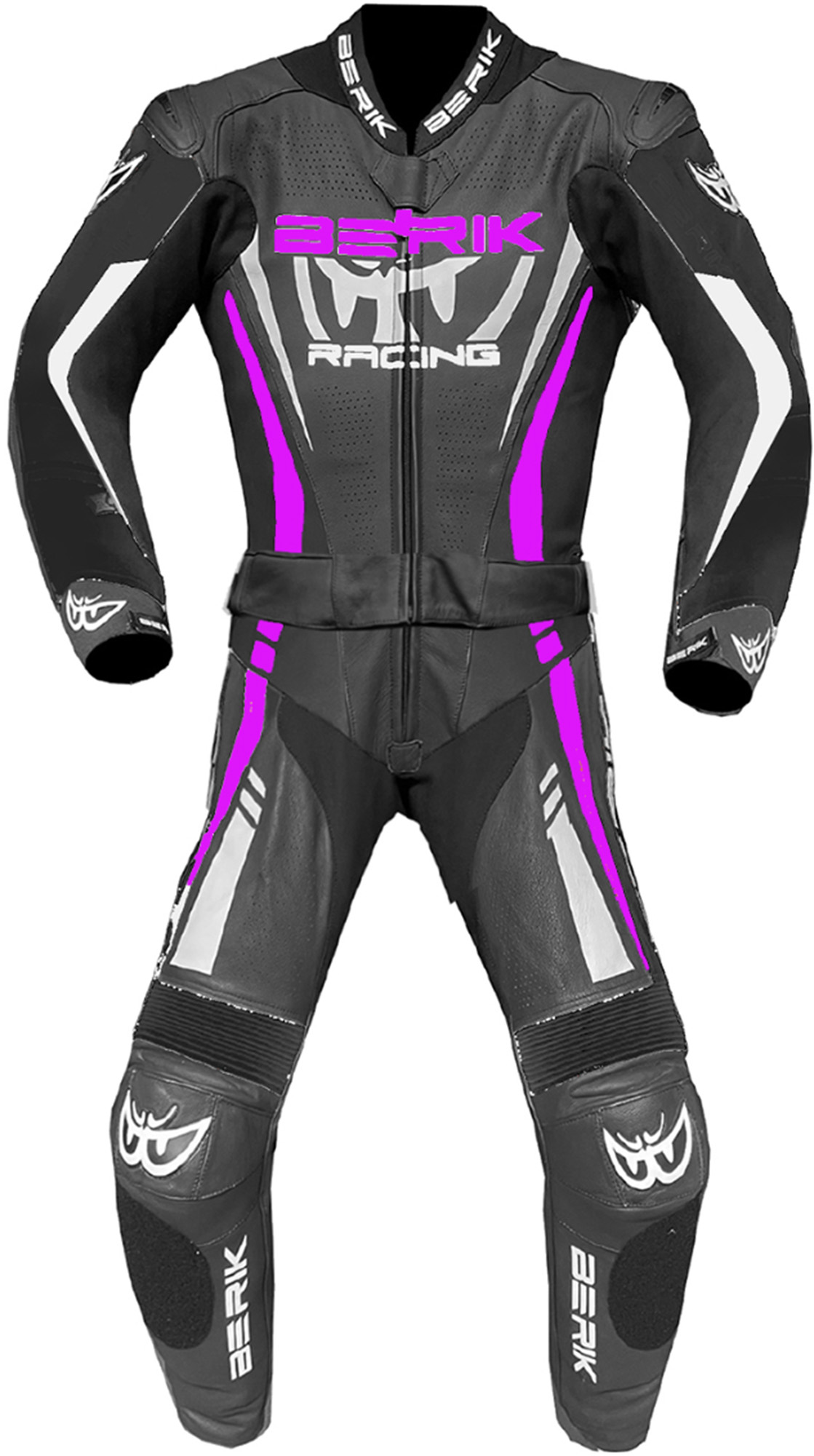 Berik Monles Costum de piele de motocicletă pentru doamne în două piese Negru/Alb/Roz 44 Figura 1
