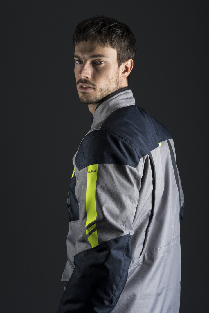 LS2 Metropolis Evo waterproof Motorcycle Textile Jacket grey/dark blue/neon yellow L Figure 3