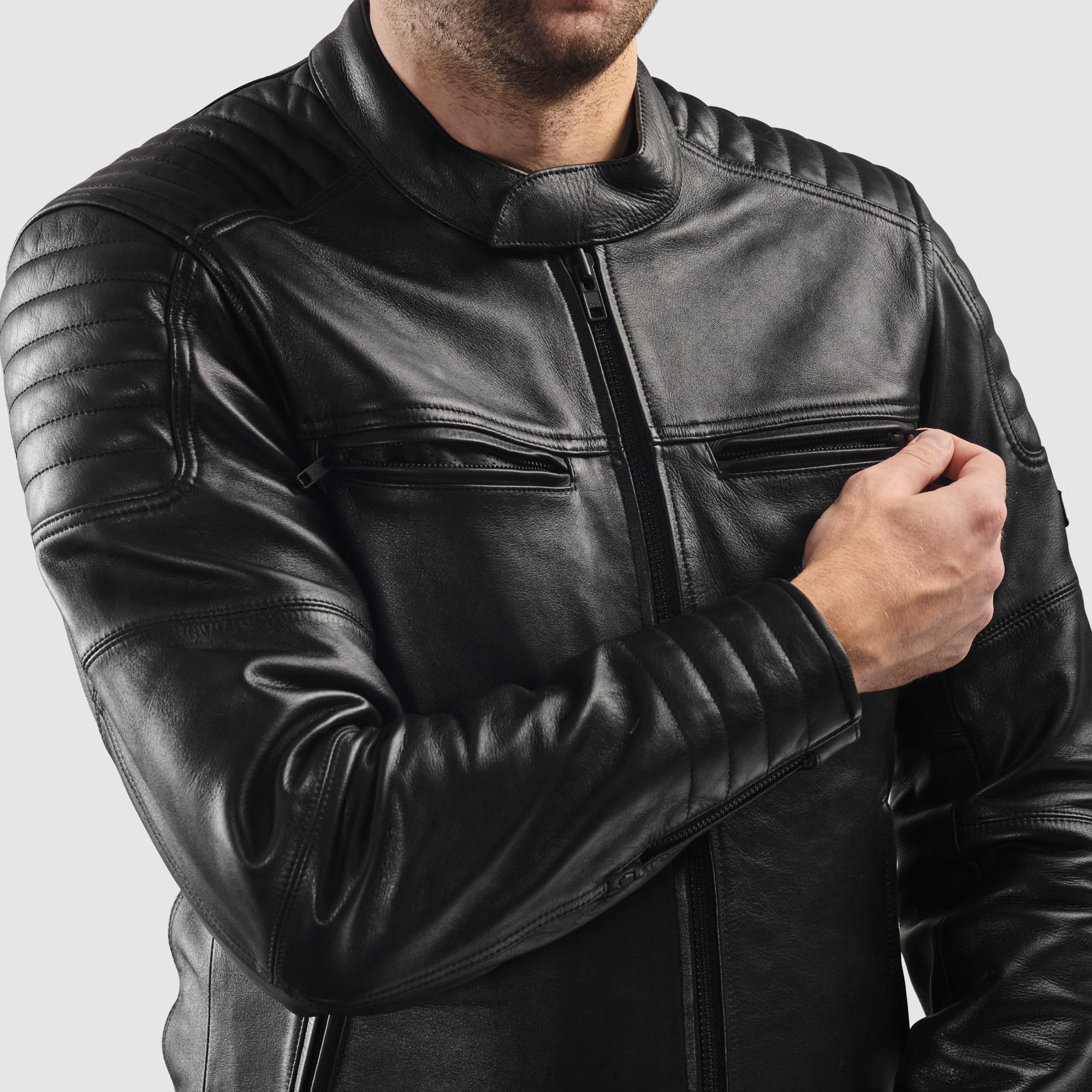 Side view of Rebelhorn Hunter 2 Motorcycle Leather Jacket
