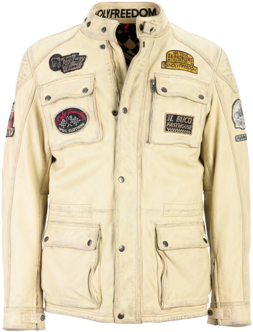 HolyFreedom Quattro Motorrad Lederjacke weiß L Abbildung 1