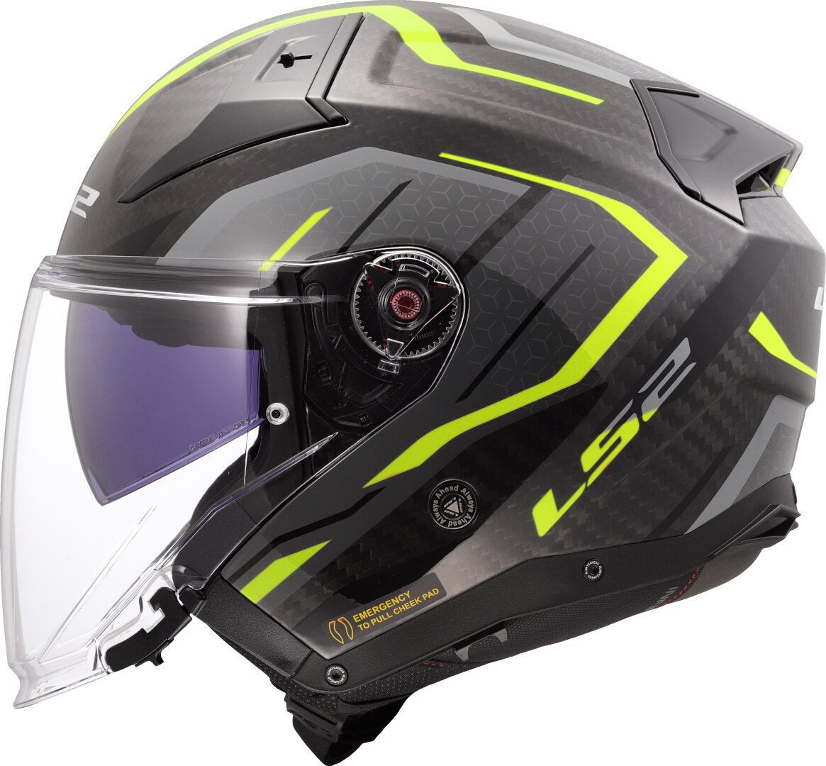LS2 OF603 Infinity II Carbon Urus Jet Helmet Carbon/Neon Yellow XXL (63/64) Figure 2