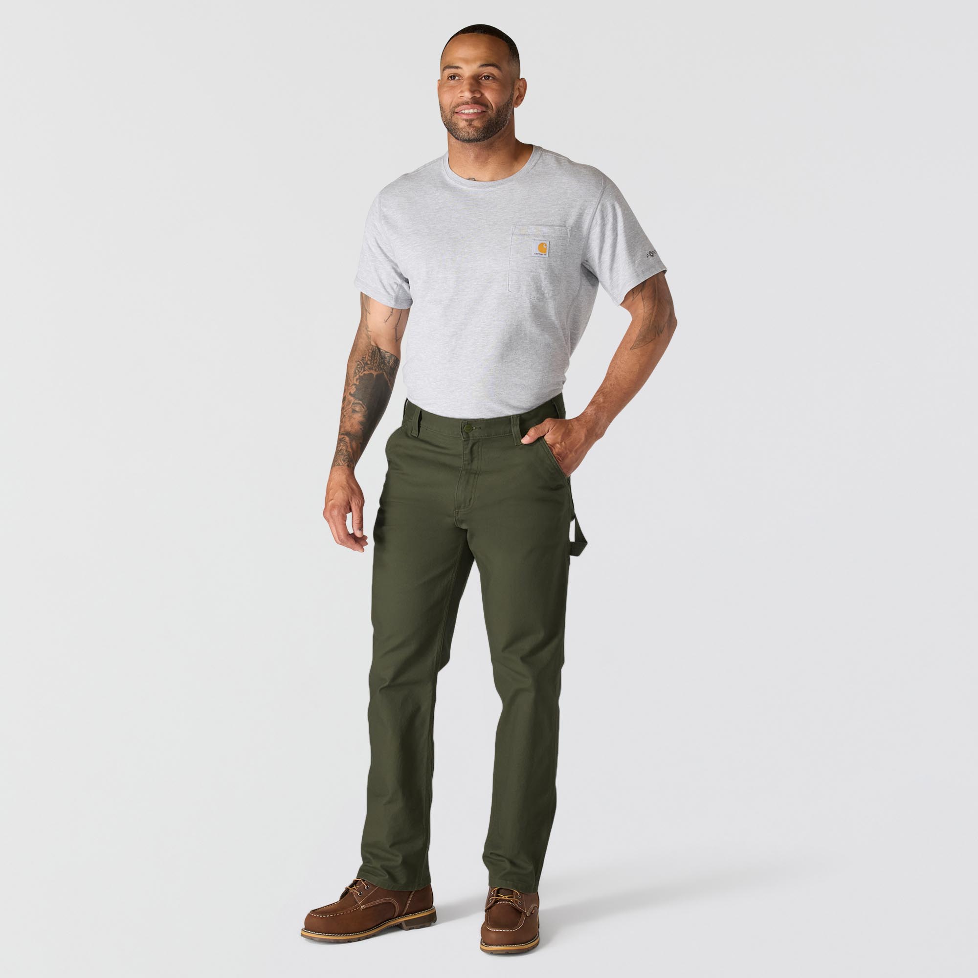 Carhartt Relaxed Straight Rugged Flex Duck Dungaree Hose dunkles oliv 38/34 Abbildung 5