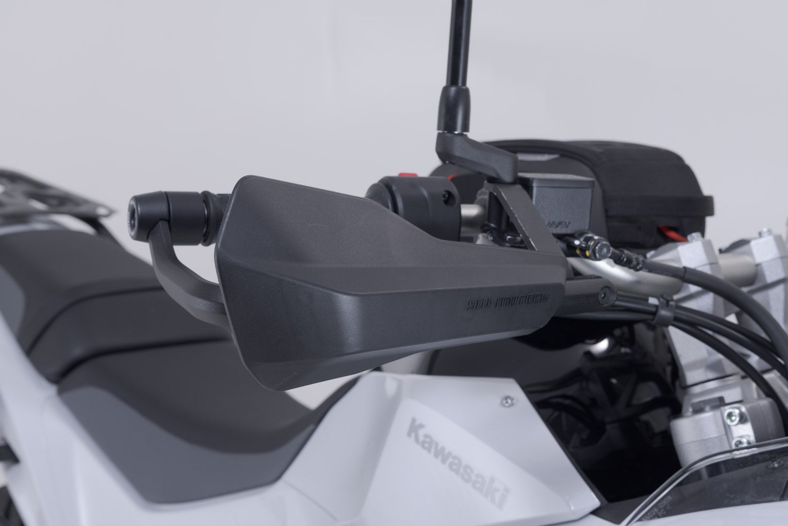 Side view of SW-Motech Sport handguard kit - Black. Kawasaki KLE500 / KLE500 SE (26-).