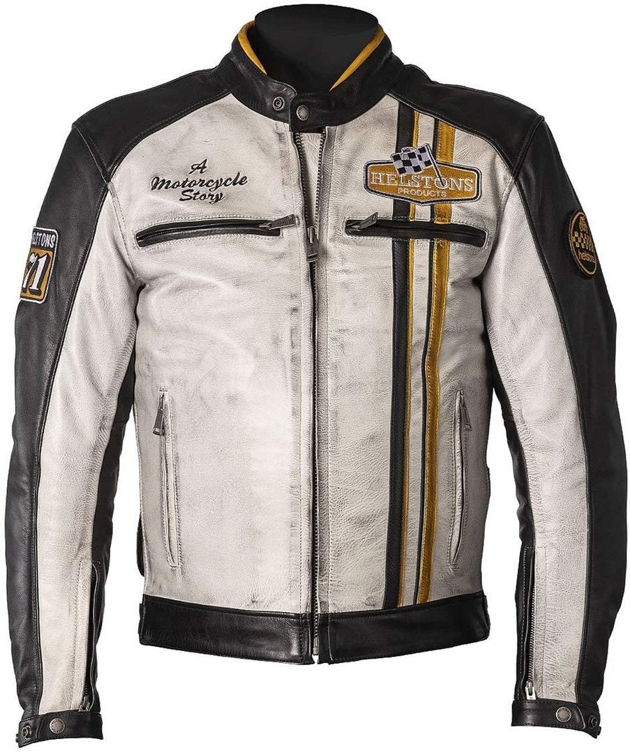 Helstons Indy Motorcycle Leather Jacket white/black/yellow 4XL Figure 1