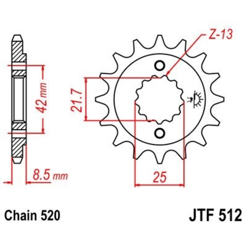 JT-DRIVHJUL Stål ljudfritt framdrev 512 - 520 Figur 1