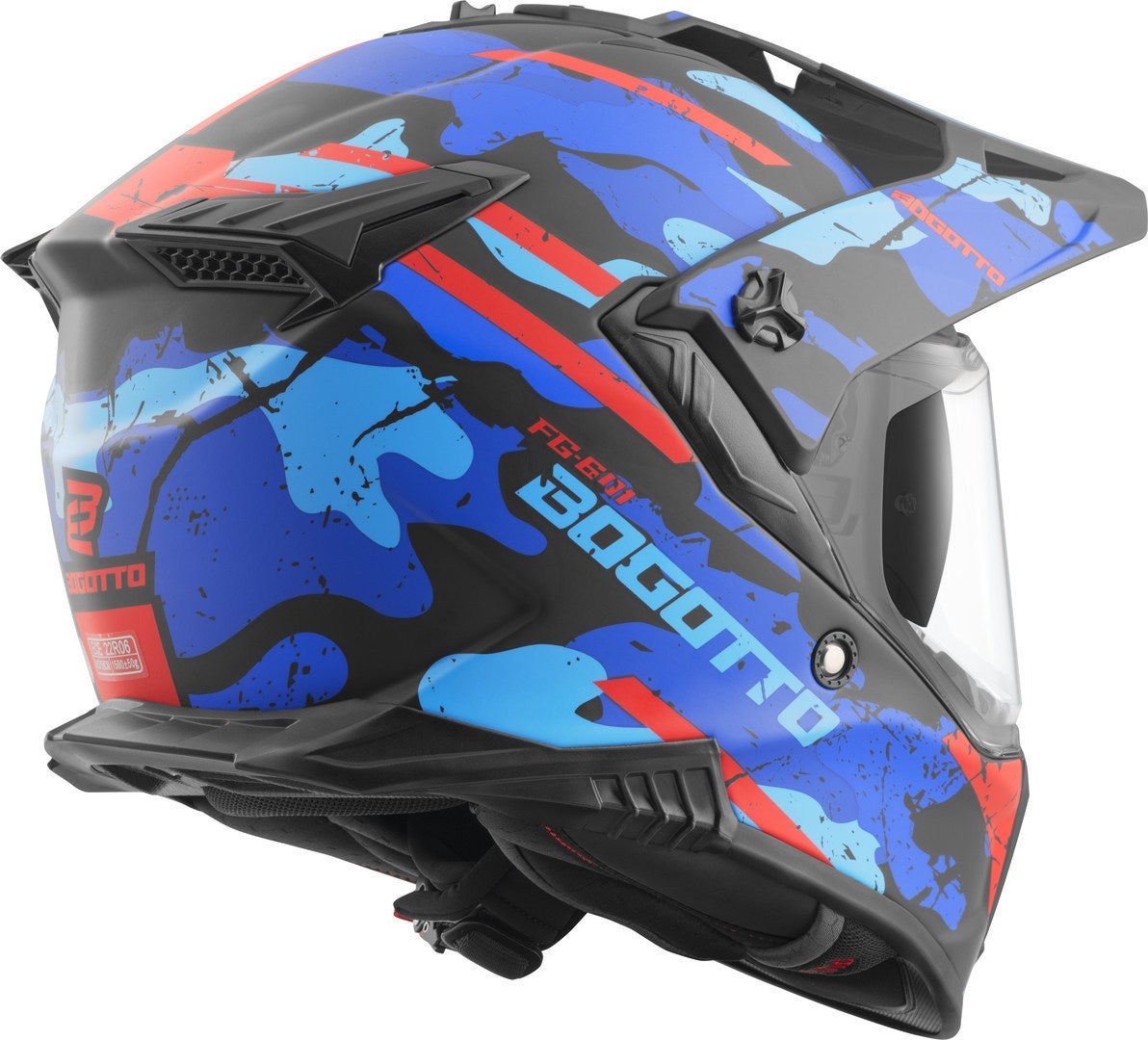 Bogotto FG-601 Sniper Enduro hjelm i glasfiber sort mat/rød/blå L Figur 4