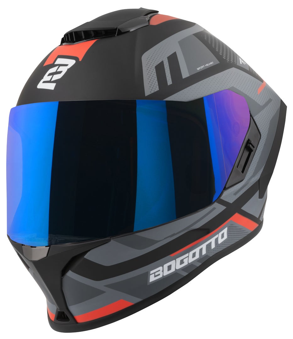 Bogotto Phantom Codex Glasvezel helm zwart/grijs/rood S Figuur 5