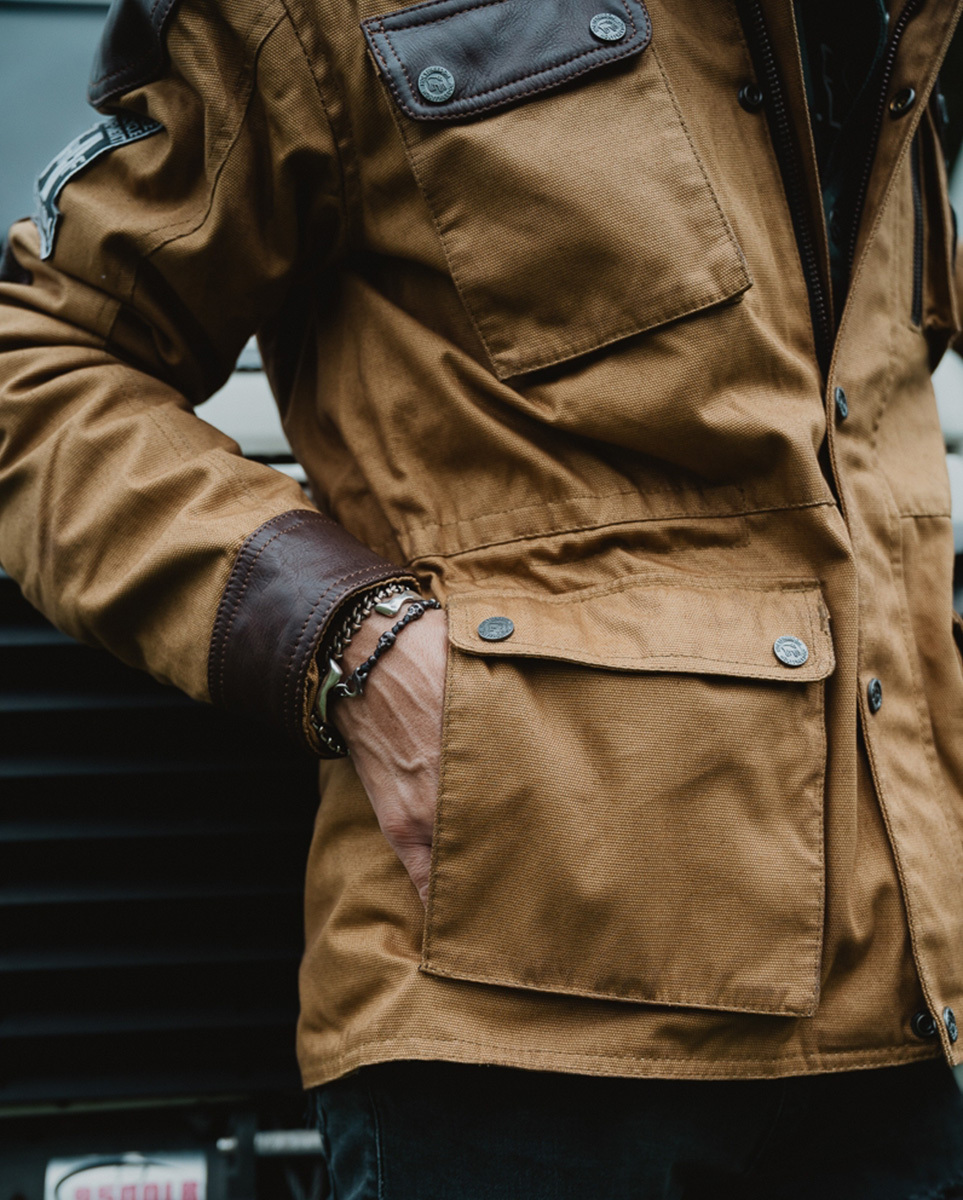 HolyFreedom Quattro Waxed Evo Motorrad Textiljacke hellbraun (camel) M Abbildung 12