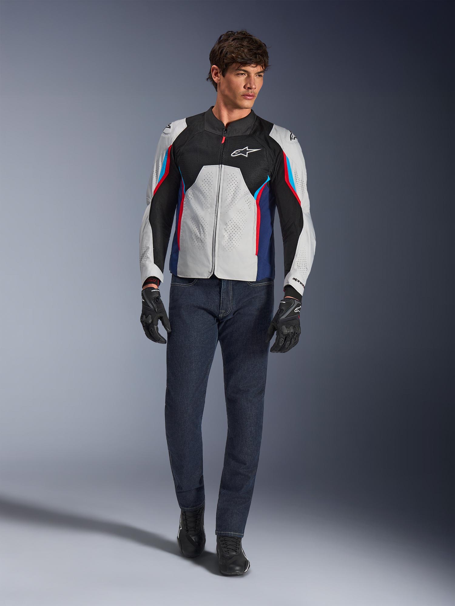 Alpinestars AST V3 Air perforated Motorcycle Textile Jacket grey/blue/red L Figure 4