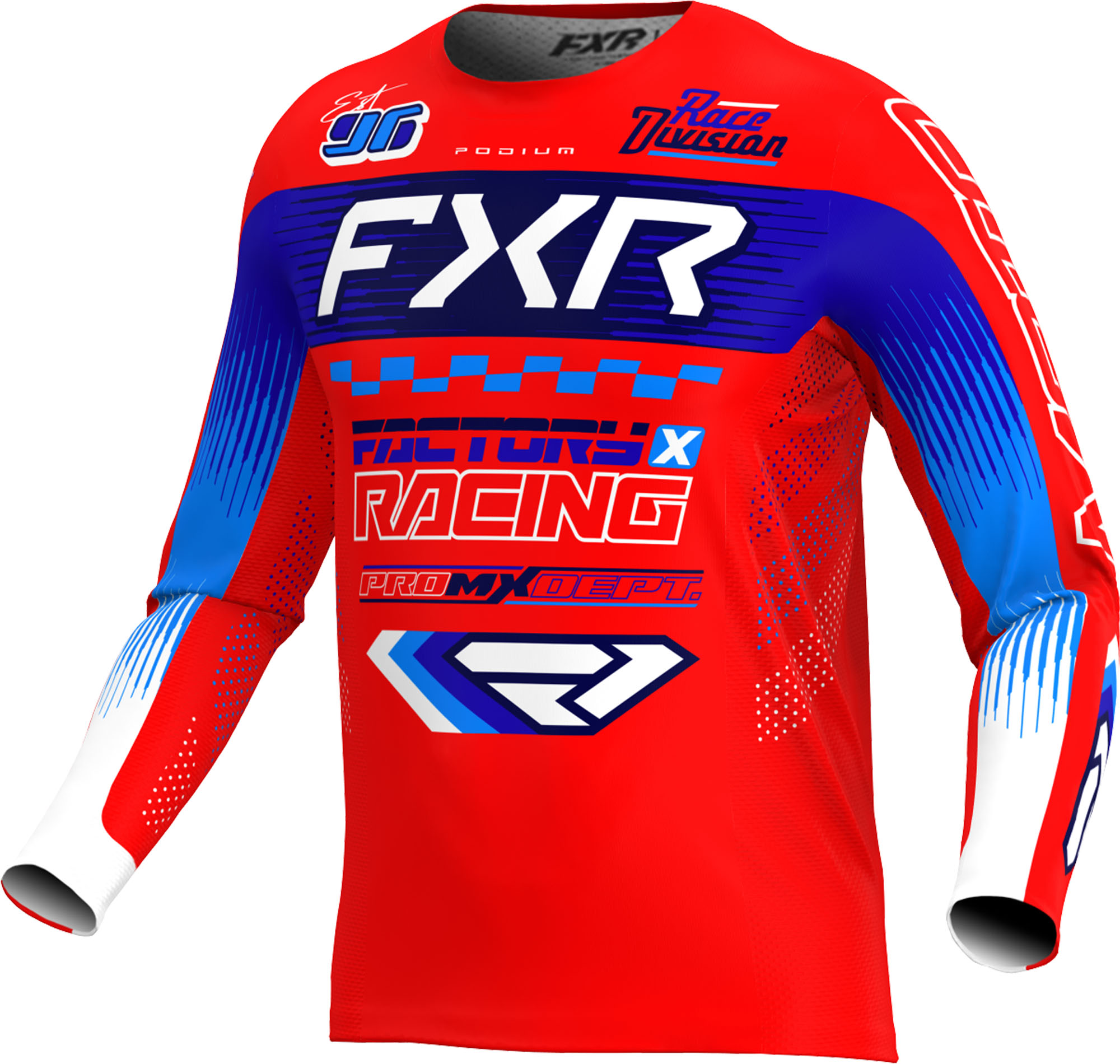 FXR Podium Gladiator Motocross tröja röd/blå/vit M Figur 1