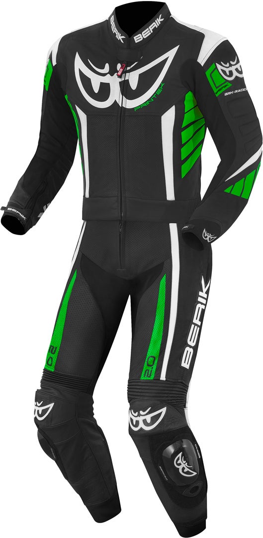 Berik Zakura Two Piece Motorcycle Leather Suit black/white/green 54 Figure 1