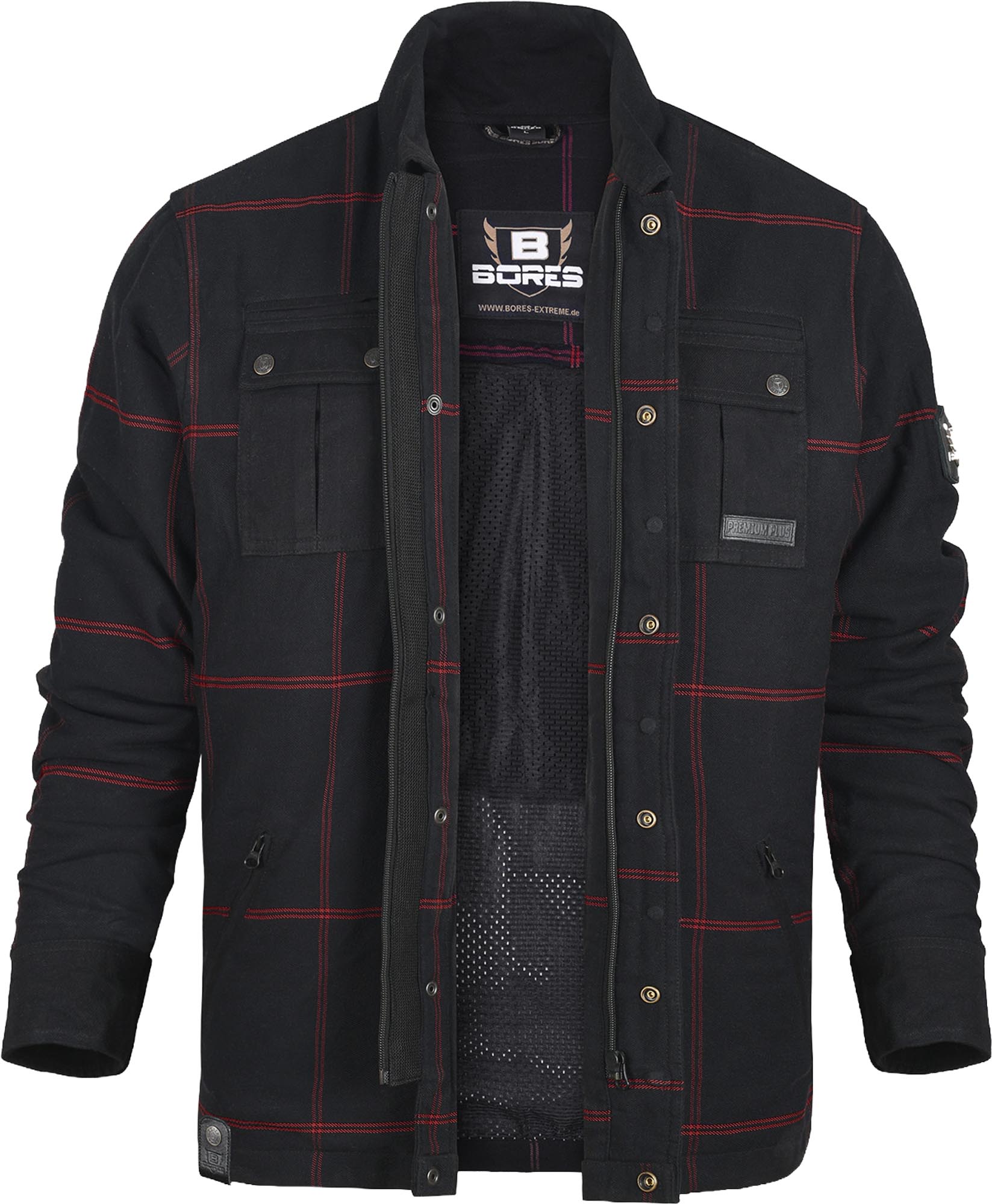 Bores Lumberjack Premium Plus Bortexx Motorcycle Shirt B black/red 2XL Figure 1