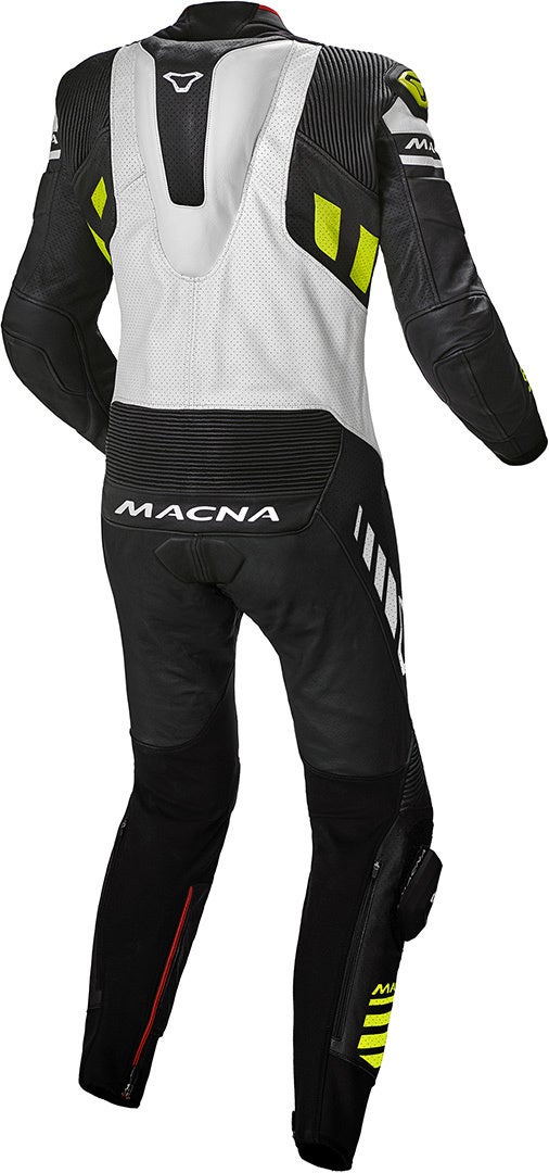 Macna Tracktix One Piece perforated Motorcycle Leather Suit black/white/yellow 56 Figure 2